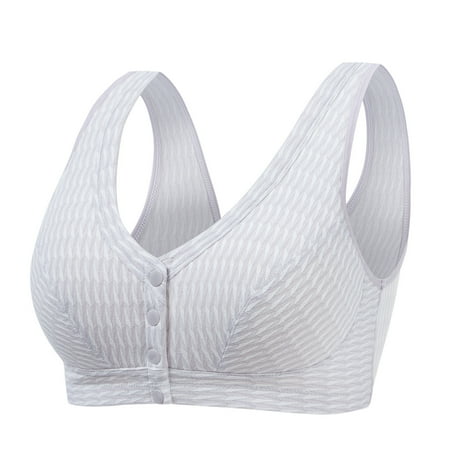 Virmaxy Womens Wireless Bra Oversized Wirefree Bra Jacquard Section Tank Top Style Front Closure Underwear Daily Bra Oversized Strapless Bra with Cotton Design Style Front Buckle Underwear
