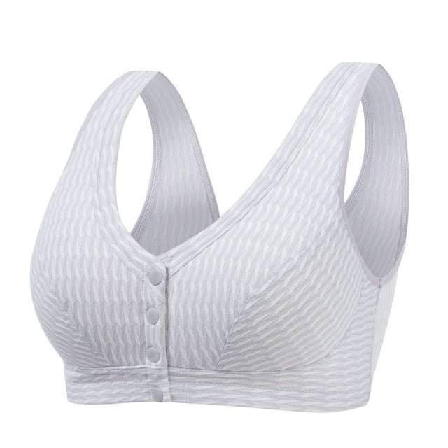 Besolor Plus Size Bras for Women Button Front Closure Wirefree Bralettes High Support Full Coverage Underwear