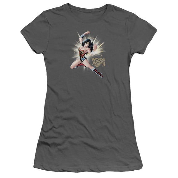 Wonder Woman Ww75 The Bracelets Of Submission S/S Junior Women's T-Shirt Sheer Charcoal