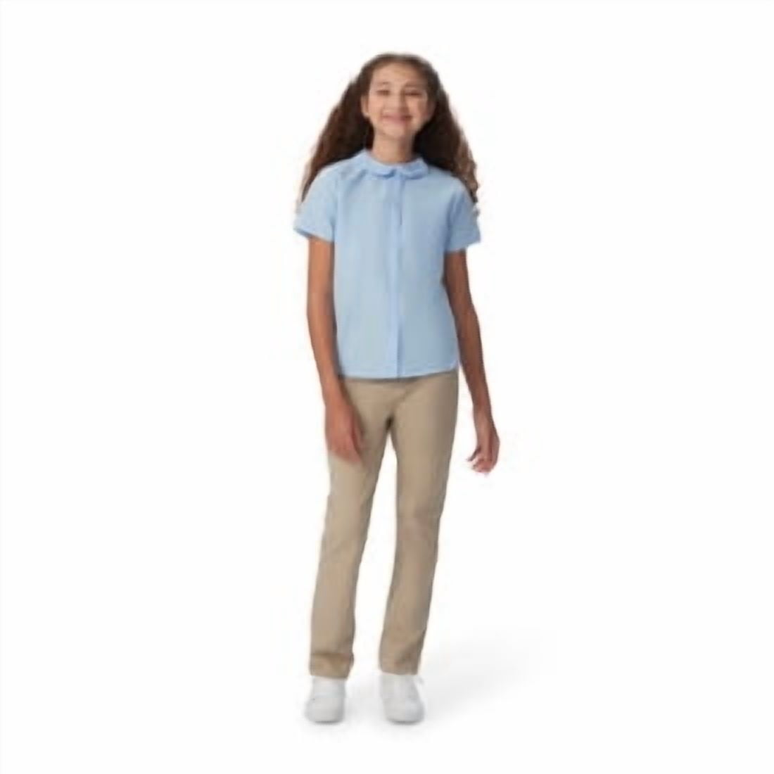 French Toast Girls School Uniform Short Sleeve Modern Peter Pan Collar Blouse, Sizes 4-20 & Plus