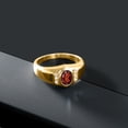 thumbnail image 3 of Gem Stone King 1.56 Cttw Red Garnet and White Created Sapphire 18K Yellow Gold Plated Silver Ring for Men | Gemstone Birthstone | Oval 8X6MM | Available in Size 7, 8, 9, 10, 11, 12, 13, 3 of 6