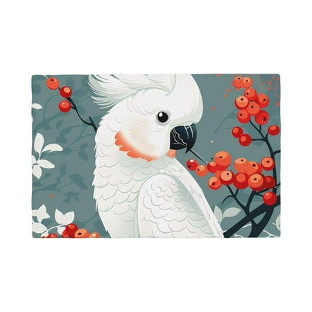

Placemats Set of 6 Cockatoo Red Berries Place mats for Dining Table Indoor/Outdoor Cute Heat Resistant Washable Table Mats(18 x 12 )
