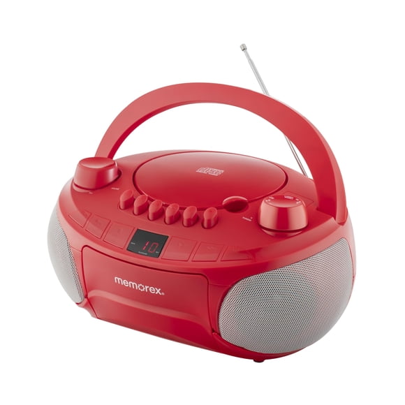 Reproductor portátil estéreo Memorex AM/FM de casete CD rojo