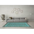 thumbnail image 3 of Ahgly Company Indoor Square Abstract Light Blue Modern Area Rugs, 7' Square, 3 of 4