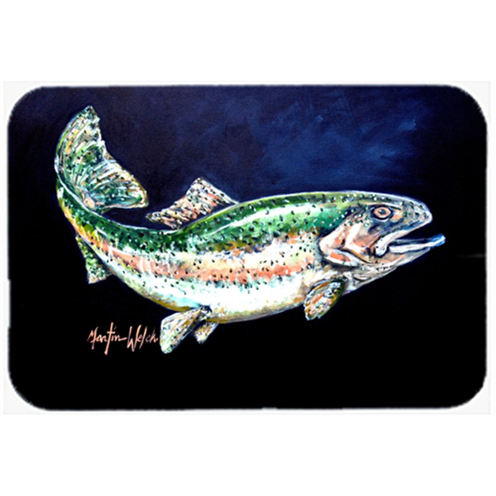 Caroline's Treasures Deep Blue Rainbow Trout Glass Cutting Board Large