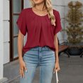 thumbnail image 2 of Stichou Womens Tops Dressy Casual Summer Chiffon Blouses Short Sleeve 2026 Spring Shirts Business Loose Fit Tunics Wine XL, 2 of 7