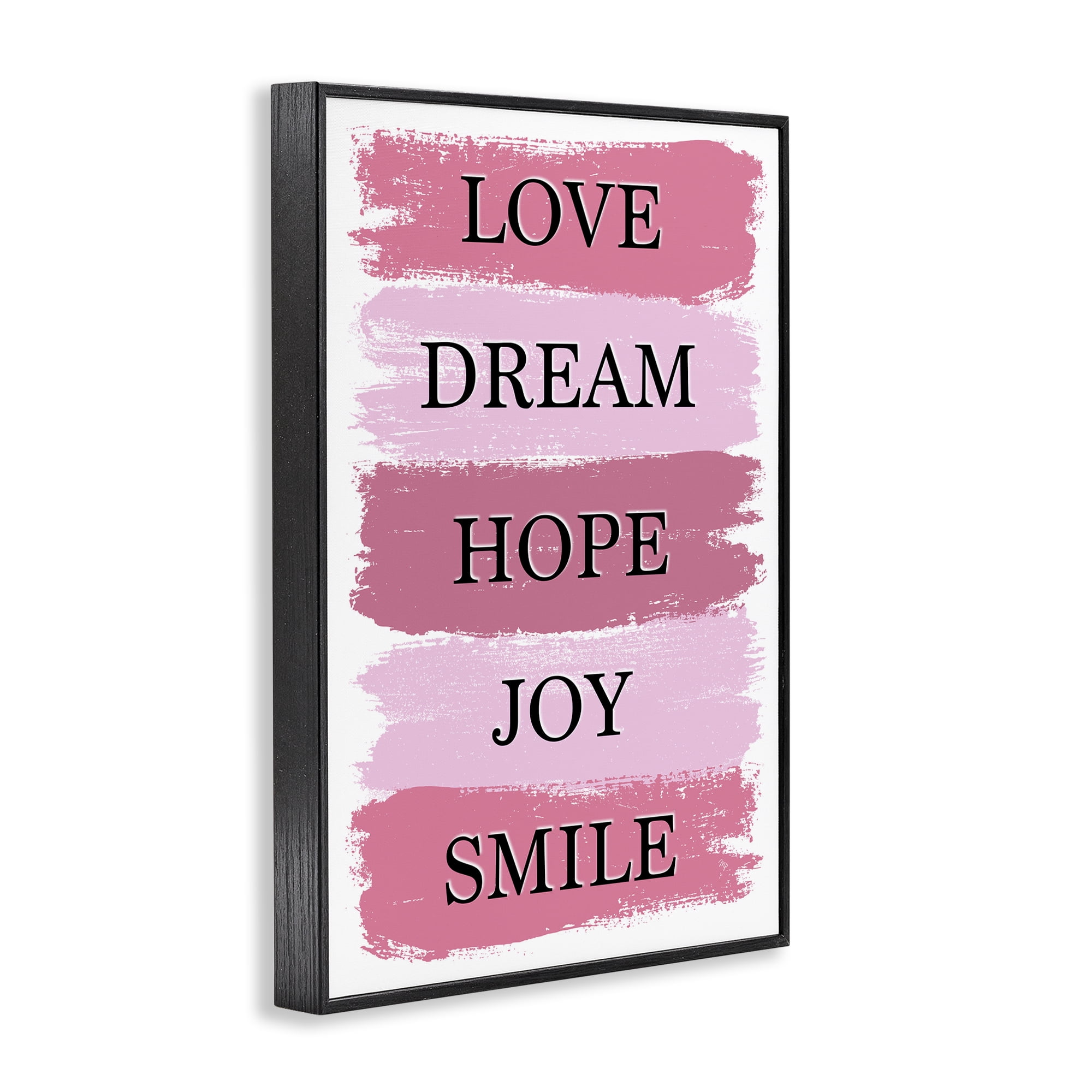 Stupell Industries Love Dream Hope Joy Smile Black Framed Giclee Art, design by Martina Pavlova