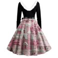 thumbnail image 5 of Women's Fashion Round Neck Casual Slim Christmas Printed Long Sleeve Dresses, Elegant Fall and Winter Dress for Holiday Parties, Soft and Comfortable,Light pink,2XL, 5 of 6