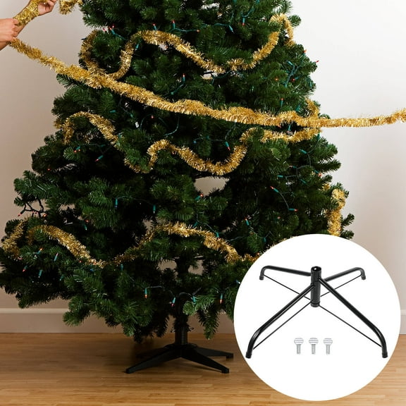 Luxshiny Green Metal Christmas Tree Stand with Screw Fixing, Strong and Sturdy Artificial Xmas Tree Holder Bracket
