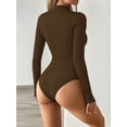 thumbnail image 4 of MOYIKO Mock Turtleneck for Women Zip up Long Sleeve Body Suits Womens Fitted Tight Tops, 4 of 7