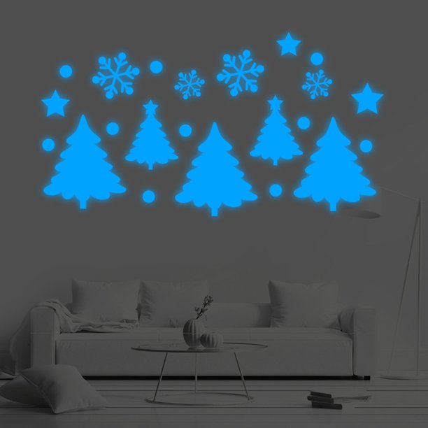 Puntoco Pegatinas de pared con luces de noche de Navidad, árbol de Navidad, decoración para sala de estar, dormitorio y habitación de niños