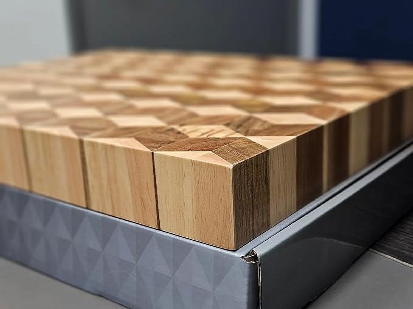 Large Acacia Wood Cutting Board for Kitchen, KAV Wooden Cutting Boards for Countertop, Use to Cut Bread, Meat, Cheese, Vegetables Diamond Lattice Design Block for Dicing Cutting Chopping