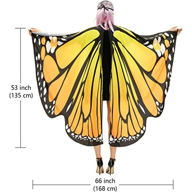 Capa De Mariposa Arcoíris Para Mujer - Alas De 160x142 Cm, Poliéster Suave, Disfraz De Halloween Y Cosplay