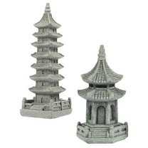 Raindrops Grey Stone Pagoda Statue for Decor Indoor and Outdoor Use Miniature Garden Ornaments 2Pcs