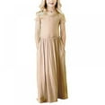 thumbnail image 4 of Girl's Short Sleeve Solid Color Loose Casual Long Maxi Dress with Pockets, 4 of 12
