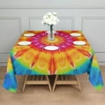thumbnail image 3 of Colorful Tie Dye Mandala Pattern Square Tablecloth,Waterproof Square Table Cover,Wipeable Spillproof Washable Table Cover for Home Kitchen Party Decor 60"x60"(152x152cm), 3 of 6