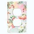 thumbnail image 2 of Metal Light Switch Plate Outlet Cover Tropical Pink Flamingo Flowers Rainbow FGO003, 2 of 13