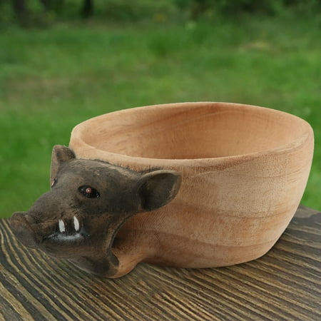 

Household Hand-carved Wooden Cup Bear Home Furnishings Ornaments