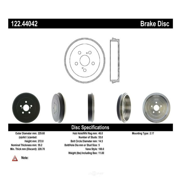 Brake Drum Fits select: 2003-2008 TOYOTA COROLLA MATRIX, 2003-2008 PONTIAC VIBE