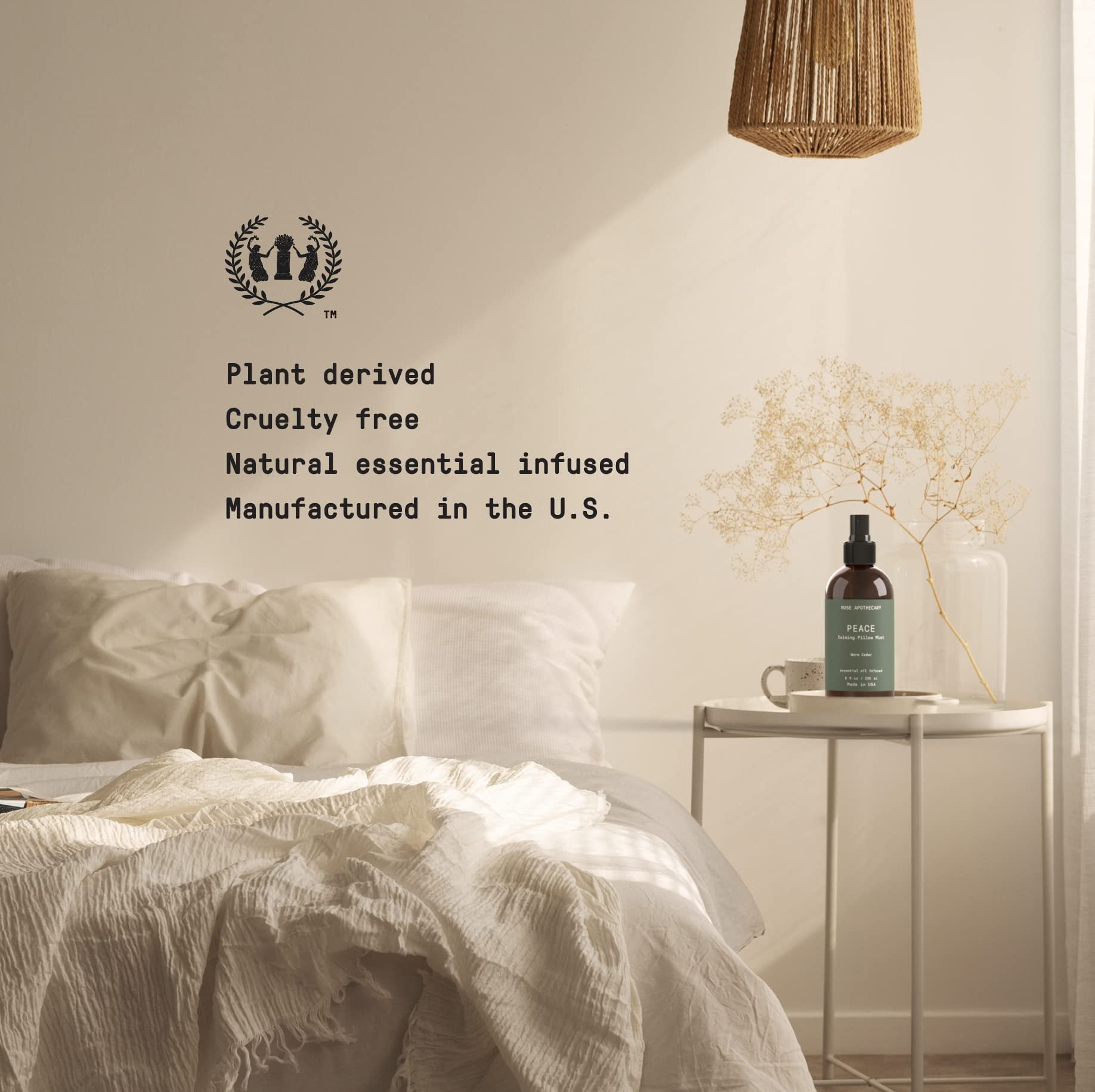 Muse Apothecary Pillow Ritual - Botanical Collection - Calming and Relaxing Pillow Mist, Linen and Fabric Spray - Infused with Natural Aromatherapy Essential Oils - 8 oz, Warm Cedar