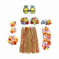 thumbnail image 3 of Conjunto de disfraz de falda hawaiana tropical, conjunto elástico, vestido nacional, diadema para mujer 60cm, 3 of 9