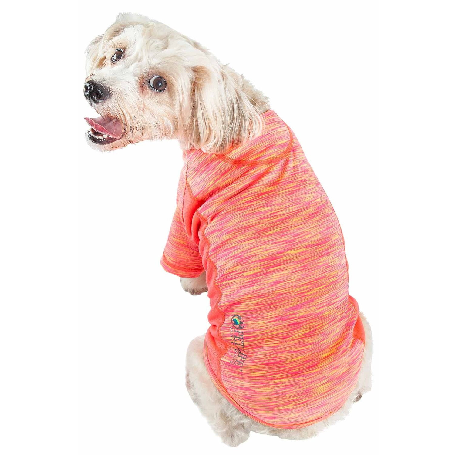 Pet Life ® Active 'Warf Speed' Heathered Ultra-Stretch Yoga Fitness Dog T-Shirt