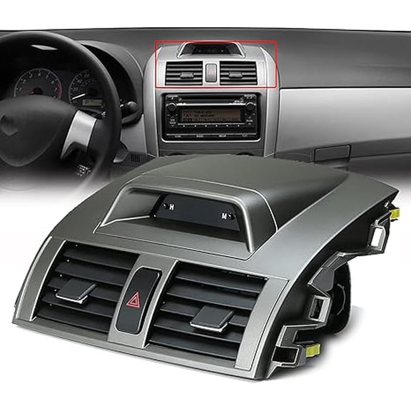Center Dash A/C Outlet Air Vent Panel Dasboard with Clock Compatible with Toyota Corolla 2009-2013, AC Vent Trim Bezel Frame Cover, Replaces# 55670-02340 5567002340
