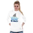 thumbnail image 3 of Beaches Be Crazy Funny Swimming Shark Plus Size Long Sleeve Graphic Tee Shirt Brisco Brands 2X, 3 of 5