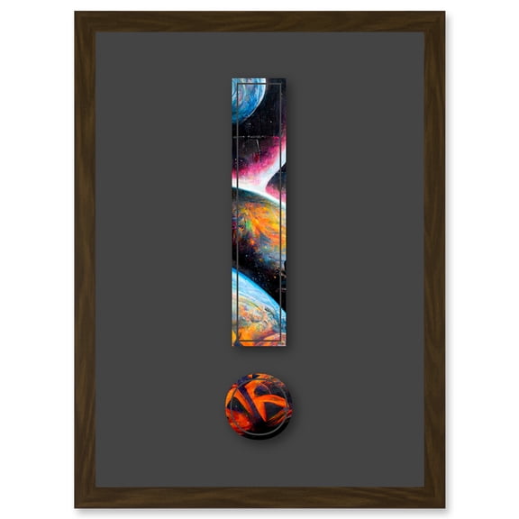 Symbol ! Exclamation Mark Point Bright Planets Decorative Graffiti Mural Alphabet Initial Stencil Artwork Framed Wall Art Print A4
