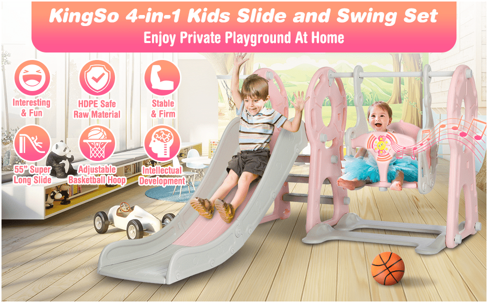 KingSo 4 in 1 Toddler Climber and Swing 