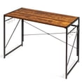 thumbnail image 4 of Gymax Folding Computer Desk Writing Study Desk Home Office w/ 6 Hooks Rustic Brown, 4 of 10