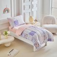 thumbnail image 3 of Juego de Ropa de Cama para Niñas Pequeñas Joyreap Floral con Mariposas en Rosa y Morado, 3 of 7