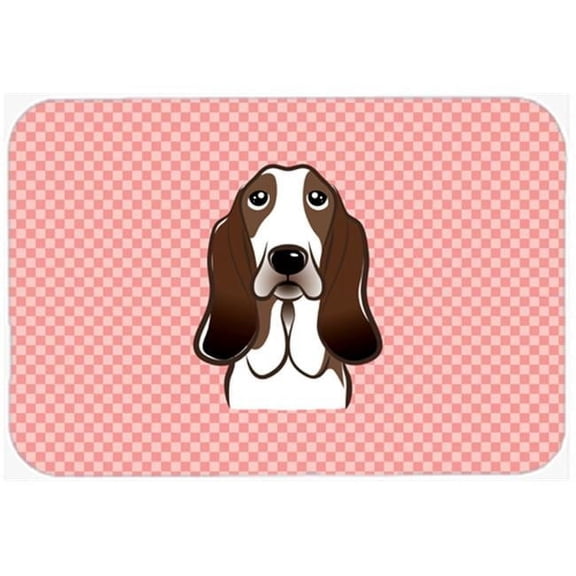Carolines Treasures Checkerboard Pink Basset Hound Mouse Pad- - 7.75 x 9.25 In.