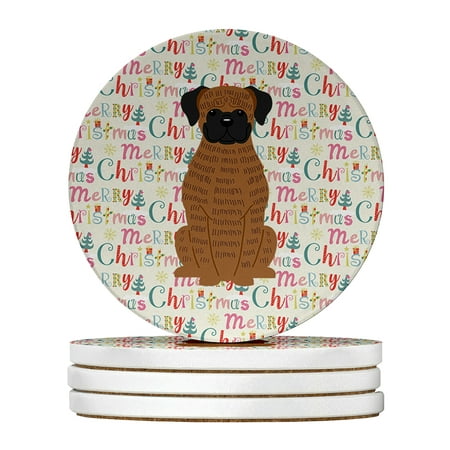 

Merry Christmas Brindle Boxer Large Sandstone Coasters Pack of 4 4 in x 4 in