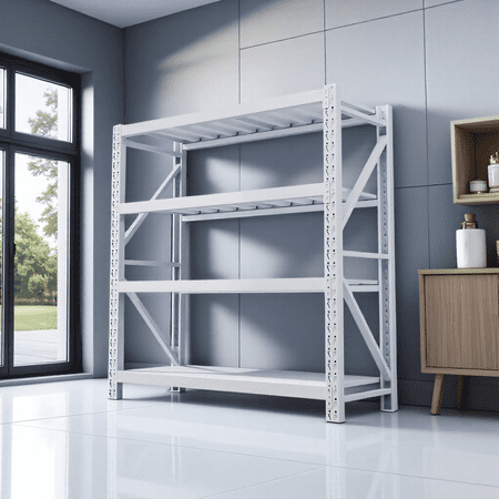 Heavy Duty Storage Shelving Unit, 4-Tier Metal Rack, Multiple Colors Available - Black, Yellow, Blue, White (White, W59.06*D19.69*H78.74)