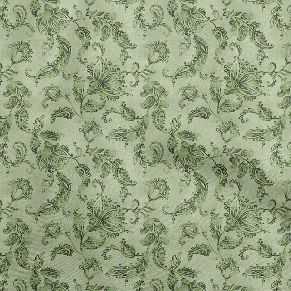 oneOone Georgette Viscose Light Green Fabric Jacobean Floral Craft Projects Decor Fabric Printed By The Yard 42 Inch Wide