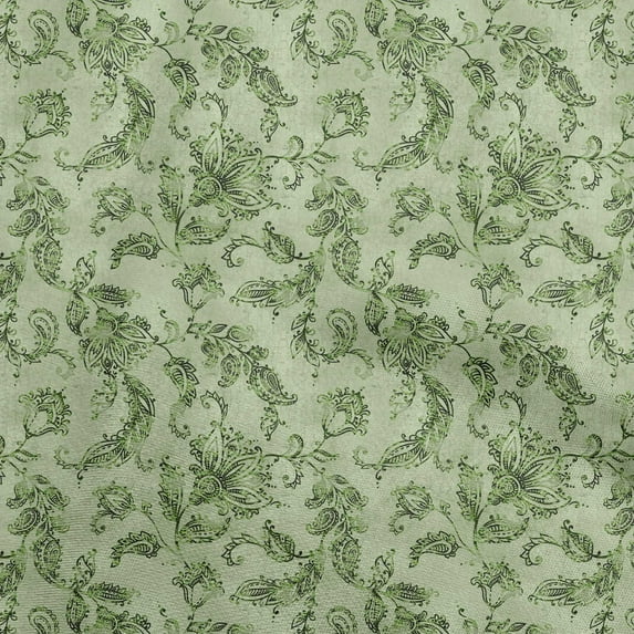 oneOone Rayon Light Green Fabric Jacobean Floral Fabric For Sewing Printed Craft Fabric By The Yard 56 Inch Wide