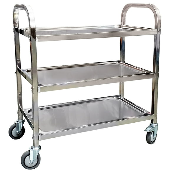 Pro-Kitchen - 85x45x90cm - 3 Shelf Trolley - SS - Medium - Single Piece - Stainless Steel Kitchen Trolley (1ct)