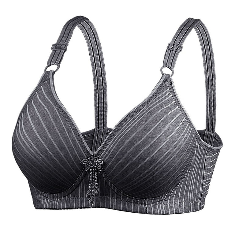 Sports Bras For Women Plus Size Striped Printed No Steel Ring Thin Cotton Small  Chest Breathable Underwear Black Full Figure 100B 