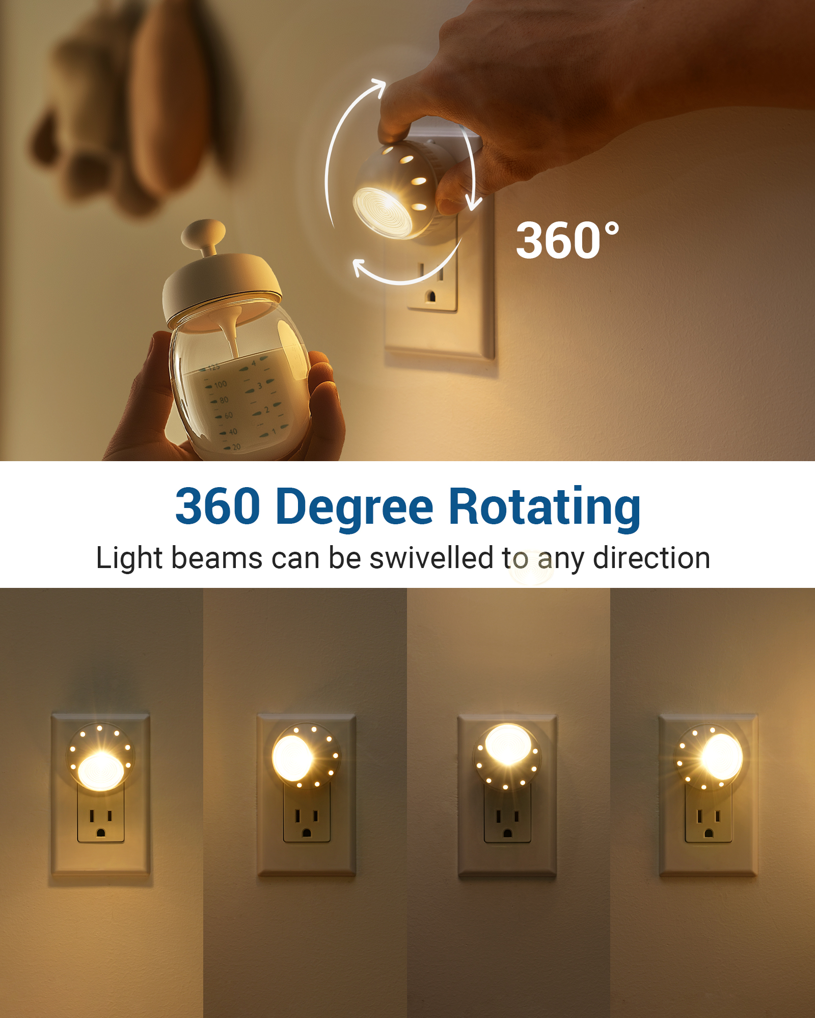 DEWENWILS 4-Pack LED Night Light Plug-In, Warm White photo 3