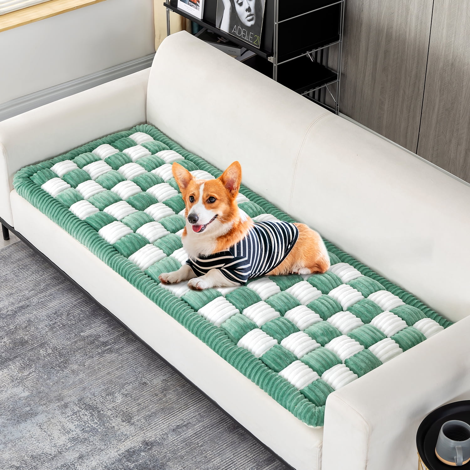 Four seasons universal sofa cushion, handmade pet sofa cushion, 5cm thick and comfortable, handmade splicing stuffed sheep, artisanal thick cat and dog cushion, pet absorbent absorbent cushion