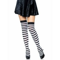 Leg Avenue Womens Striped Thigh High Stockings, Black/White, One Size