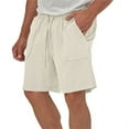 thumbnail image 2 of Kvture Cargo Shorts for Men Fit Shorts with Pockets Summer Fashion Linen Cotton Shorts Stretch Athletic Shorts Khaki L, 2 of 7