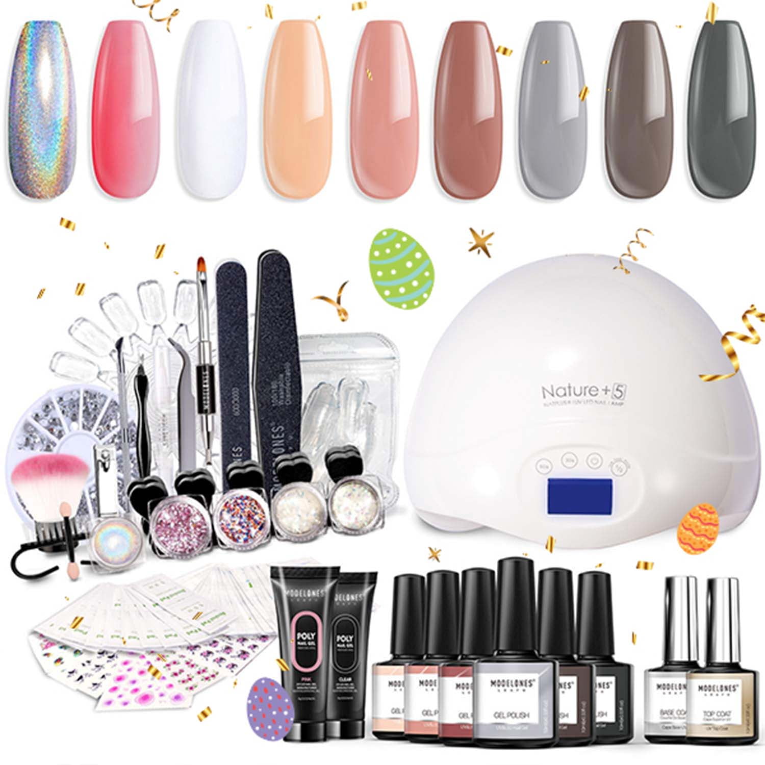barriere Strålende patron Modelones 23 Pcs Polygel Nail Kit(With 84W UV Nail Light), Pink Red Milky  Nude Poly Gel Nails, Manicure Stater Beginner Art Lover Fashion Packaging  Gift Set - Walmart.com