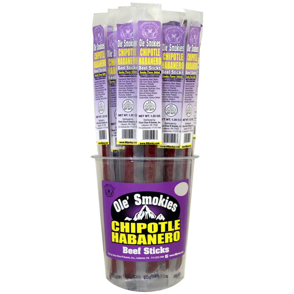 Buffalo Bills 15-ct Chipotle Habanero Ole Smokies (Beef Sticks) – Two 15-ct Tubs