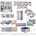 thumbnail image 2 of Bacati Aztec Emma Girls Nursery Fabric Storage Caddy with Handles, Coral/Mint/Navy, 2 of 3