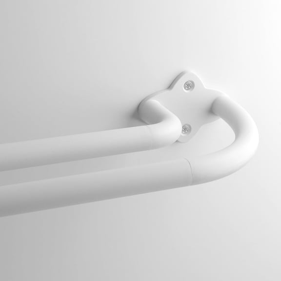 White Wrap Around Blackout Double Curtain Rod Set, Adjustable 88 to 120 Inches, for Room Darkening Panels