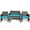 Turquoise, variant on Costway 4PCS Patio Rattan Furniture Set Conversation Glass Table Top Cushioned Sofa