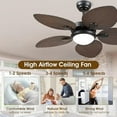 thumbnail image 3 of YIOSI 44" Tropical Palm Leaf Ceiling Fan with LED Lights, Remote/APP Control, Quiet Reversible Motor, Dimmable Lighting, Indoor/Outdoor Ceiling Fans for Patios, Porches, Bedrooms - Brown, 3 of 11