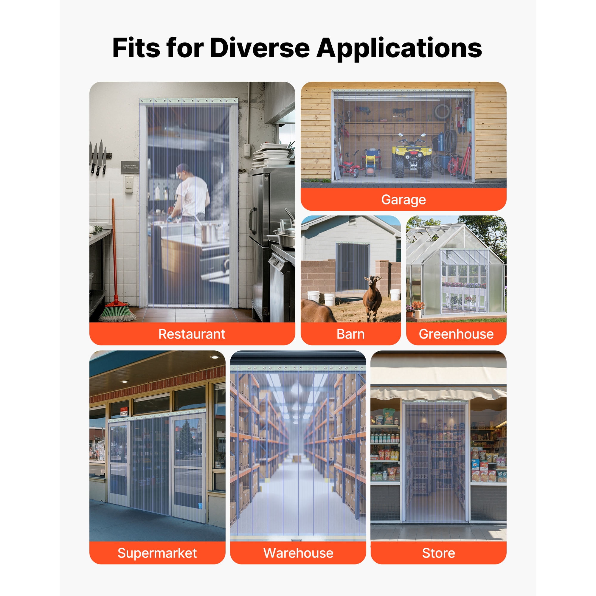 KFFKFF Clear PVC Strip Curtain, 101 ft x 12 in, Ribbed Plastic Door Strips for Freezers, Coolers, and Doorways in Supermarkets, Garages, Warehouses, or Animal Shelters